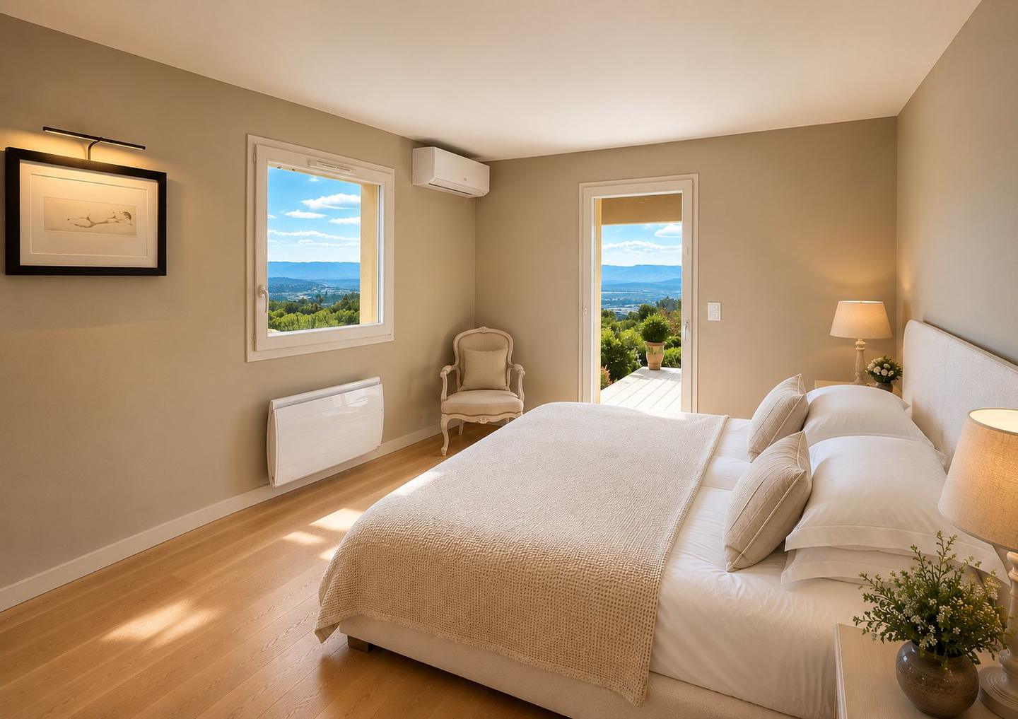 Chambre principale avec lit Emperor, Villa Bonnieux
