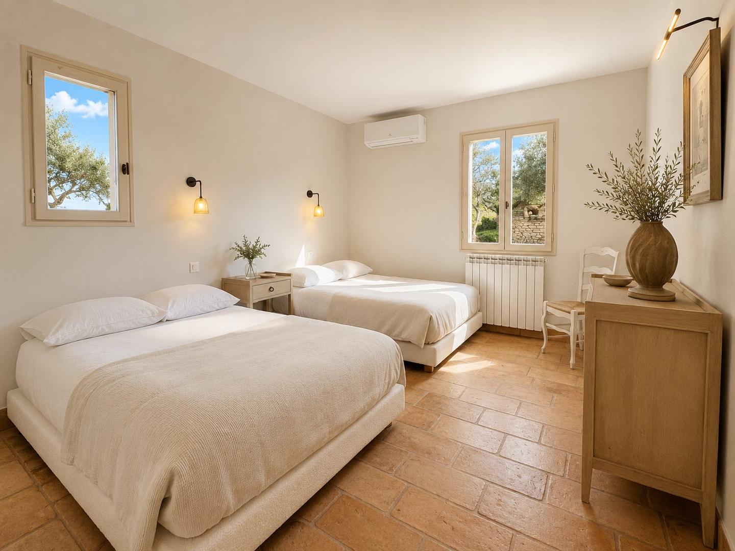 Chambre double avec deux petits lits doubles, Villa Bonnieux